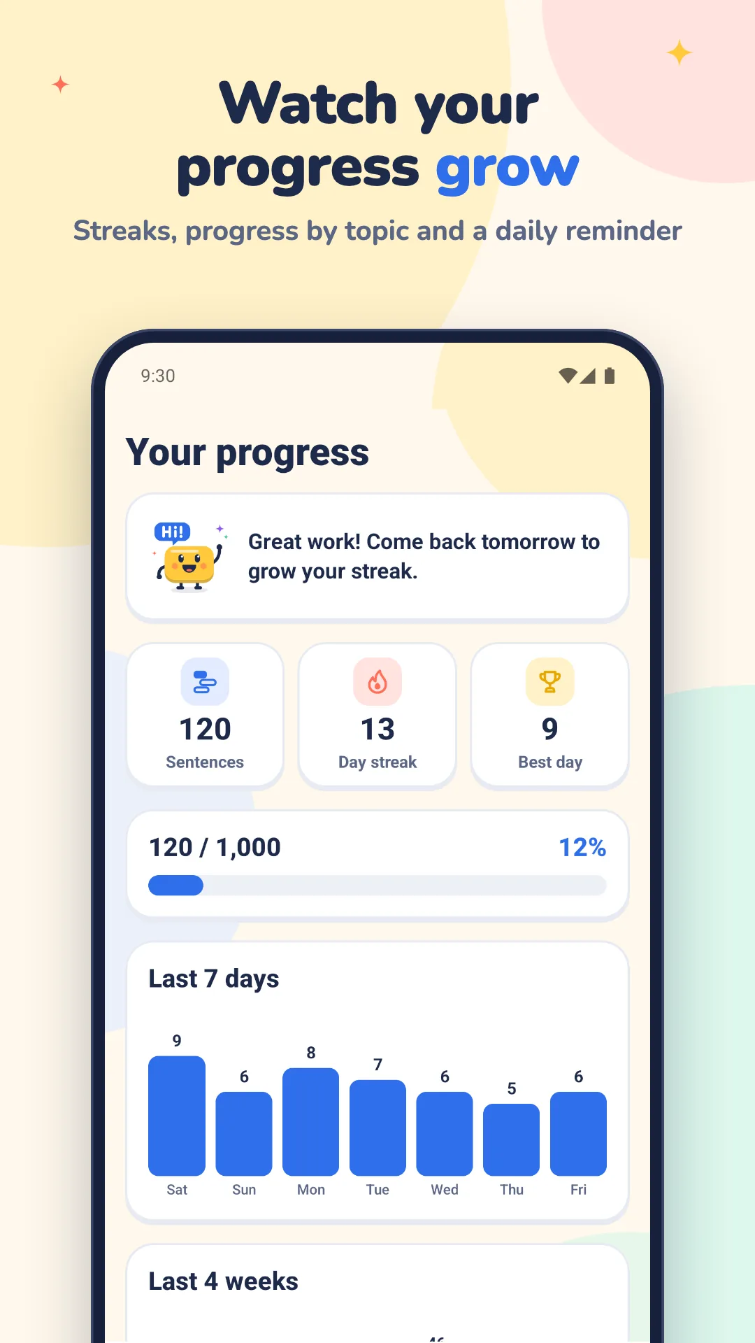 Watch your progress grow