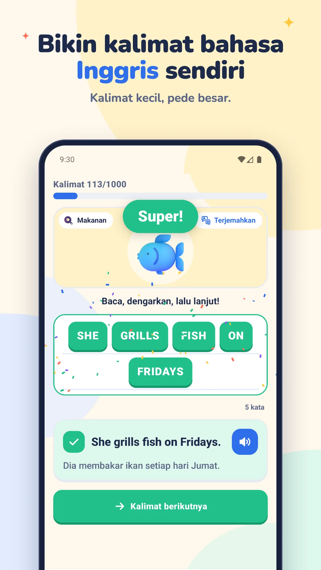 Susun kalimat bahasa Inggris sungguhan