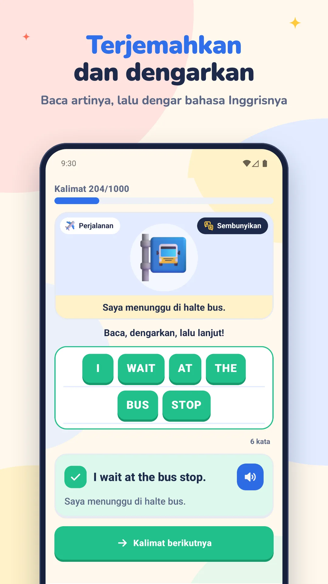 Terjemahkan dan dengarkan