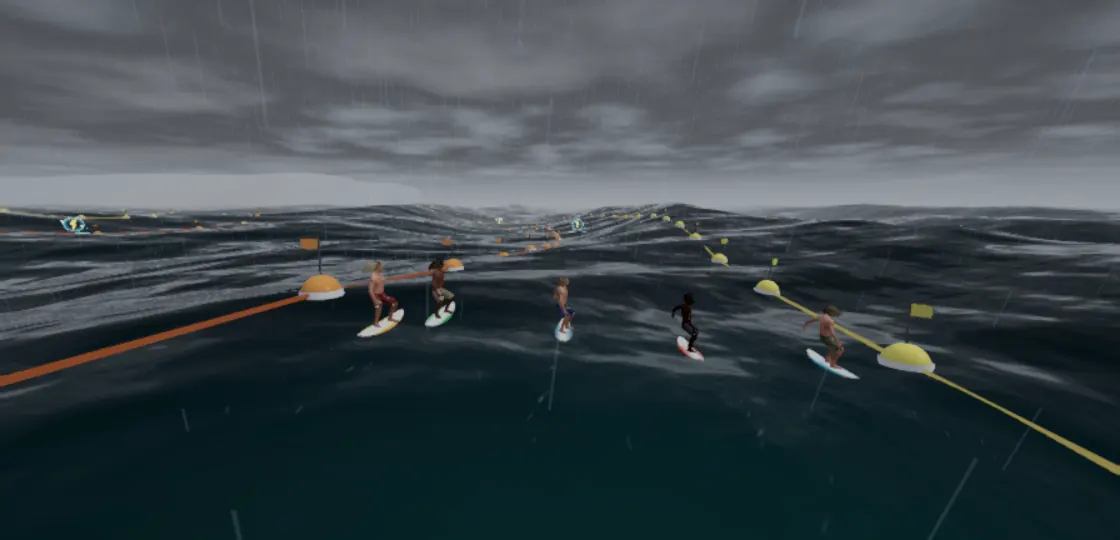 Storm level: Rain, lightning, huge waves.