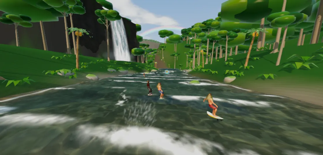 Jungle Rapids level: River rapids and waterfall jumps.