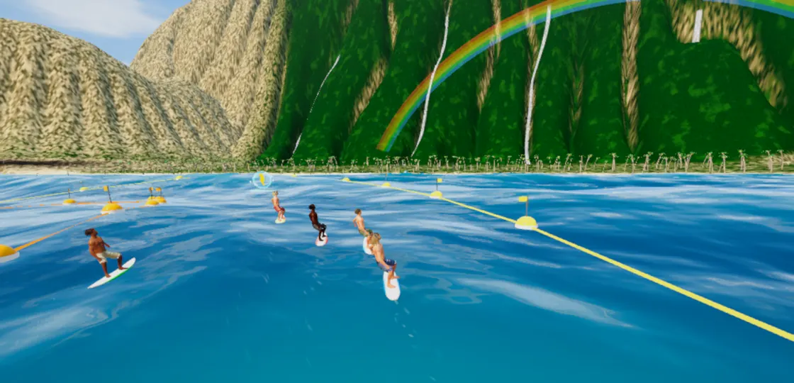 Hawaii level: Surf with sea turtles.