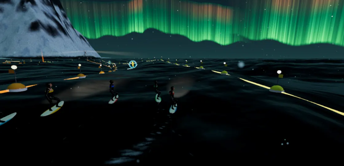 Lofoten level: Arctic surf under the northern lights.