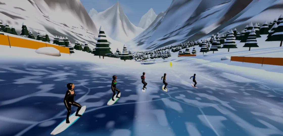 The Alps level: Surf the ice.