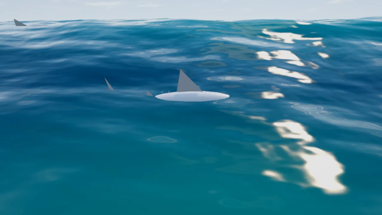 A shark fin cutting through the water near the race course